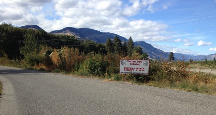 Sign: You are now entering Chopaka Indian Reserve 7&8